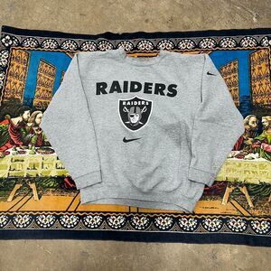 vintage Nike RaiderscGrey and Black Sweatshirt size medium center swoosh 90s